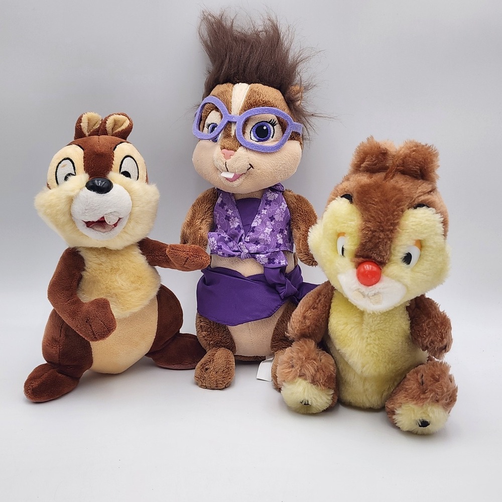 Chip Dale Stuffed Animal Plush Doll Toy Chipmunk Disney Build A Bear Lot of 3